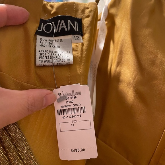 NWT Jovani sleeveless gold pleated evening gown (Size 12) - Picture 6 of 6
